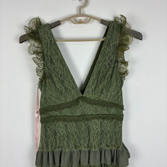 Lulus Marvelous Darling Olive Lace Ruffled Tiered Maxi Dress NEW Medium Prom - Picture 5 of 11